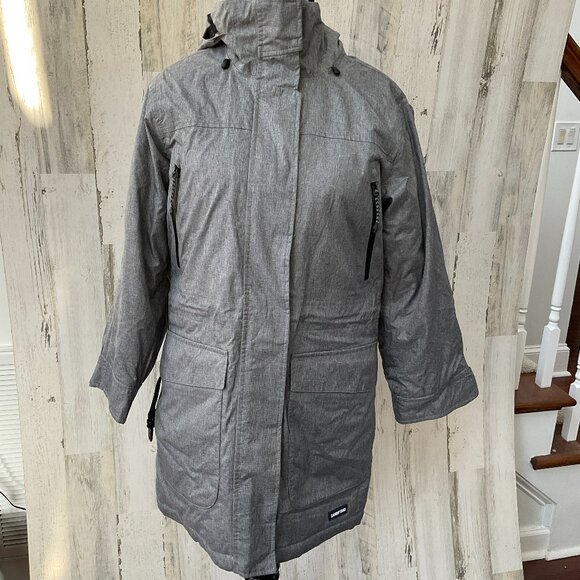 Land's End Size XS Grey Squall Winter Stadium Coat Hooded Full Zip Lined Jacket - Picture 1 of 11
